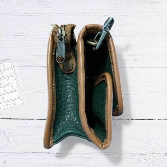 Vintage Esprit 1980's Crossbody Shoulder Bag Credit Card Flap Green and Brown - Picture 5 of 9